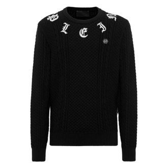 Philipp Plein Heren, Truien, Zwart, Maat: L Wol