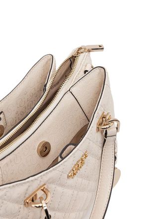 Guess Womens Handbag Off White Polyurethane Bags - Satchel-Bags