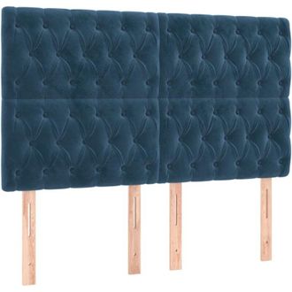 vidaXL Cabecero Con Luces Led Terciopelo Azul Oscuro 160x7x118/128 Cm Vidaxl