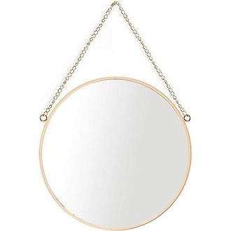 OEM Espejo Colgante, Espejo De Ba&ntilde;o Redondo De 25 X 25 Cm Para Maquillaje Con Marco De Lat&oacute;n Y Cadena Para Colgar [tama&ntilde;o Peque&ntilde;o]