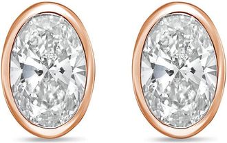 Diana M. Jewels 14Kt Rose Gold 7.00 cts Lab Grown Oval Diamond Bezel Studs