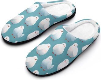 Generic Cute Fat Pigeons Mens House Slippers Memory Foam Washable Cotton Slip on Home Shoes