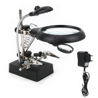 OEM Lupa De Escritorio Crezuo Con Aumento M&uacute;ltiple, L&aacute;mpara Led, Soporte Auxiliar, Herramienta De Lectura Multifuncional, Enchufe De 100-240 V.-crezuo