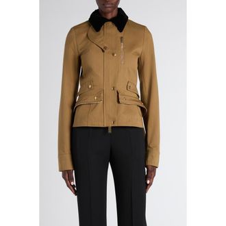 Alexander McQueen Kickback Cotton Herringbone Jacket in Light Brown at Nordstrom, Size 10 Us