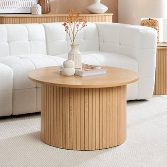 Birlea Round Fluted Coffee Table Axel in Brown | Size: 1 Pack
