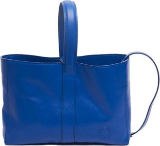 Ines De La Fressange Tassen, Dames, Blauw, ONE Size, Leer, Kobalt Leren Handtas