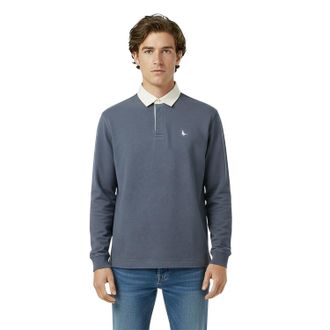 Jack Wills Heren Jersey gekraagd Relaxed Fit Rugby Shirt met Lange Mouwen (Indigo)