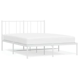 Berkfield Home Metal Bed Frame with Headboard White 160x200 cm