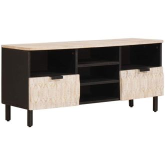 vidaXL TV Cabinet White Wash Finish 100 x 33 x 46 cm Solid Mango Wood vidaXL