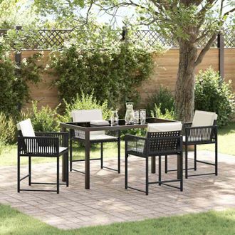vidaXL Conjunto De Comedor De Jard&iacute;n 5 Pcs Negro Rat&aacute;n Sint&eacute;tico Vidaxl