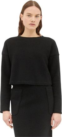 Max Mara Zachte Gebreide Trui - Dames - Ronde hals truien - Zwart - S - Wol - Truien & Vesten