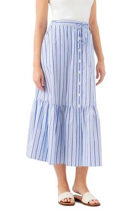 Karen Kane Stripe Tiered Cotton Skirt in Blue at Nordstrom, Size X-Large