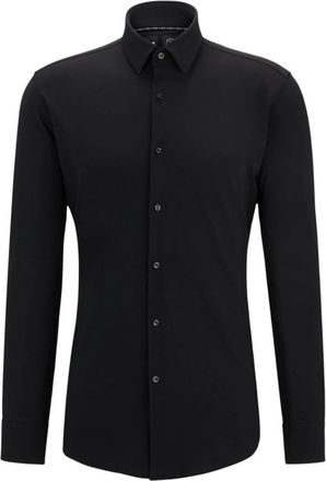 HUGO BOSS Zwarte Slim Fit Stretch Katoenen Overhemd - Heren - Casual Overhemden - Zwart - L - Katoen - Overhemden