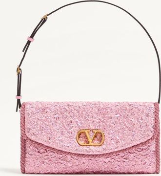 Valentino Garavani Valentino Garavani DeVain Small Shoulder Bag In Cloqu&eacute; Jacquard Fabric. Wo