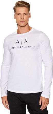 A|X Armani Exchange Mens A|x Long Sleeve Logo Crewneck T-Shirt T-Shirt, White