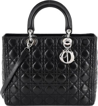 Dior Lady Dior Bag Cannage Quilt Lambskin Large tote bag - Zwart