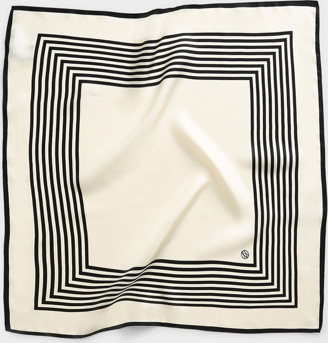 Womens Stripped cream pure silk square scarf