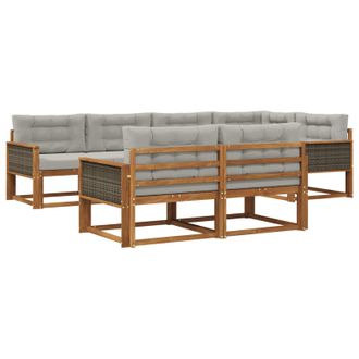vidaXL Conjunto De Sof&aacute;s De Exterior 7 Pcs Natural Y Gris Claro Vidaxl