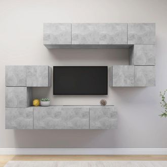 Berkfield Home 8 Piece TV Cabinet Set Concrete Grey Engineered Wood