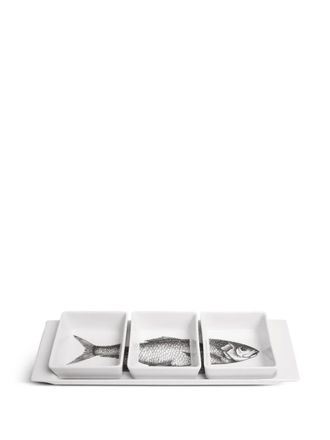 Fornasetti Sardine aperitivo set - Bianco