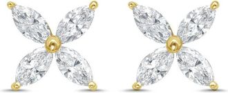 Diana M. Jewels 14kt Yellow Gold 5.00 cts Lab Grown Marquise Diamond Flower Stud Earrings