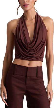 Alice & Olivia Alice + Olivia Ayanna Deep Cowl Tie Bk Halter Top