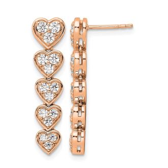 Diamond2Deal 14k Gold 1 ct Lab Grown Diamond Heart Dangle Earrings VS Clarity, D-E Color