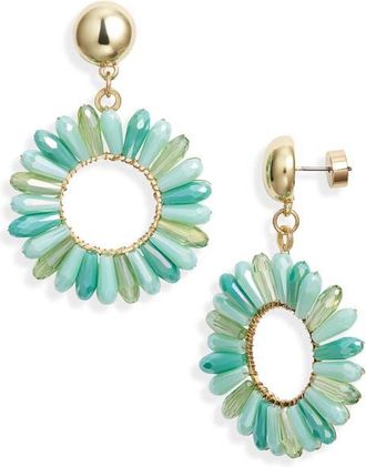 Nordstrom Petal Hoop Drop Earrings in Seafoam- Gold at Nordstrom