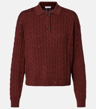 Brunello Cucinelli Cable-knit cotton-blend polo sweater