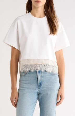 Staud Grier Lace Trim Top in Ivory at Nordstrom, Size X-Large