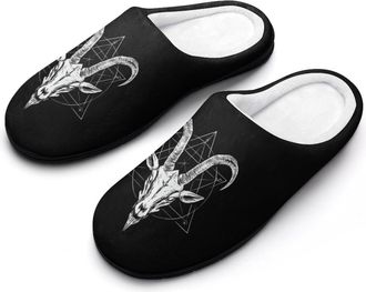 Generic Pentagram Devil Baphomet Goat Funny Mens Cotton Slippers Soft Non-Slip Rubber Sole House Slipper Indoor Outdoor