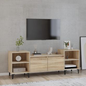 vidaXL Mueble Para Tv Madera Contrachapada Roble Sonoma 160x35x55 Cm Vidaxl