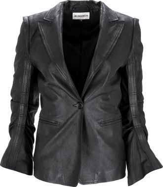 Ann Demeulemeester Single-Breasted Jacket in Black Leather