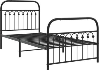 vidaXL Metal Bed Frame without Mattress with Footboard Black 90x200cm Vidaxl