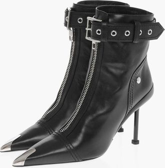 Alexander McQueen Stivaletti in Pelle con Zip Frontale e Tacco a Spillo 10cm Alexander McQueen