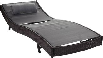 Hhg Hhg - Tumbona Savannah, Tumbona Relax Jard&iacute;n, Poly Rattan, Marr&oacute;n Moteado, Funda Gris