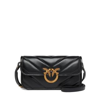 Pinko Love Box Baguette - Dames - Schoudertassen - Zwart - ONE Size - Katoen - Tassen