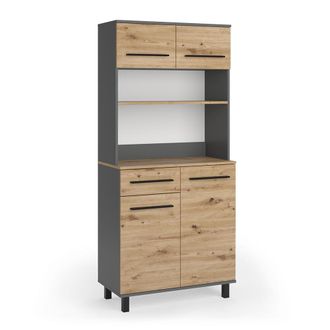 Vicco Buffet De Cocina Pure, Roble Artesanal/antracita, 80.2 X 177 Cm, Vicco