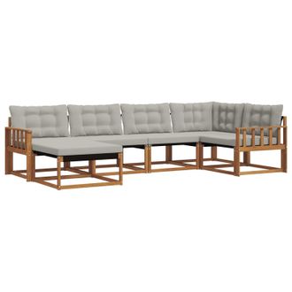 vidaXL Vidaxl Set Di Divani Da Esterno 6 Pz Grigio Naturale E Chiaro
