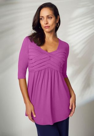 Jessica London Stretch Knit Pleated Tunic in Ocean Print at Nordstrom, Size 16