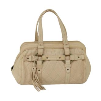 Bally Pre-owned Handbags, female, Beige, Size: ONE SIZE Pre-owned Vintage Quilted Leather Satchel Handbag