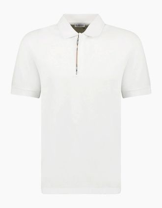Burberry Mens Burberry Mens Hartford Zip Polo Shirt - White - Navy - Size: 38
