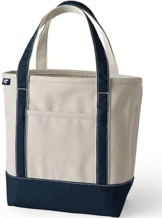 Lands End Lands End Canvas Open Top Tote Bag Regular & Long Handle Carry All - Stylish for Work Travel Beach Errands Great Gift in