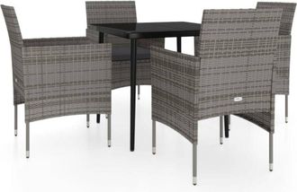 vidaXL Juego De Comedor Para Jard&iacute;n 5 Piezas Con Cojines Gris Y Negro Vidaxl