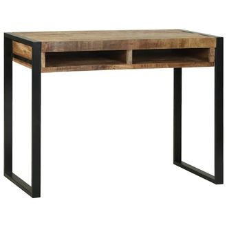 Berkfield Home Stunning Dressing Table with Mirror 100x50x75 cm Solid Rough Wood in Brown | Size: 100 x 50 x 75 cm