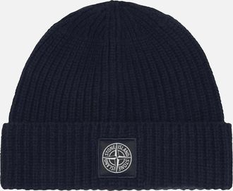 Stone Island Mens Patch Logo Navy Beanie Hat - Size: ONE size