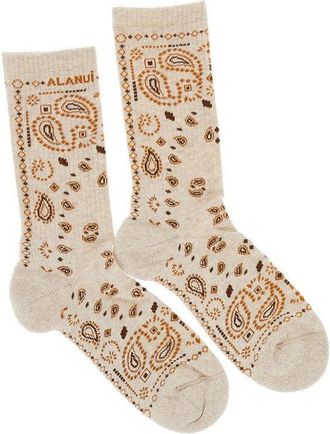 Alanui Cotton-blend socks with Bandana motif Woman One Size