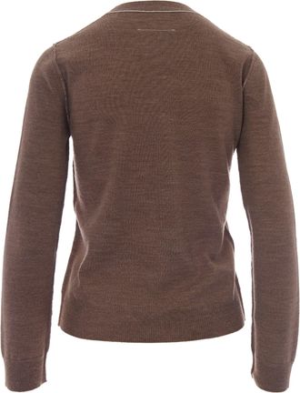 Maison Margiela Womens Crewneck Wool Sweater Light Brown Virgin Sweatshirts