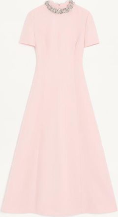 Valentino Abito Midi In Crepe Couture Ricamato Donna ROSA/SILVER 38