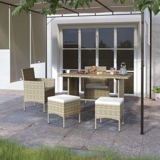 vidaXL Juego De Silla De Jard&iacute;n Y Taburete 4 Piezas Rat&aacute;n Pe Beige Vidaxl
